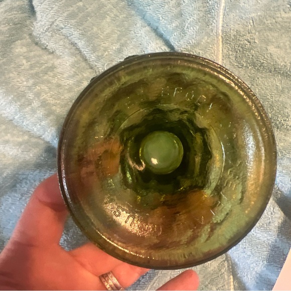 Vintage EO Brody Co Green Goblet Candy Dish Bowl Vase Planter Crinkle Glass - Picture 3 of 4